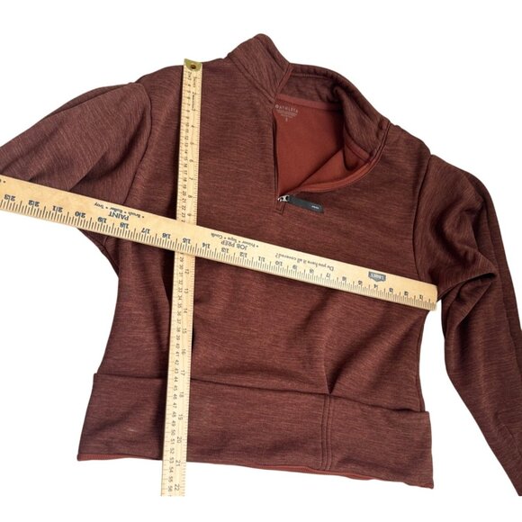 Athleta Womens Cozy Half-Zip Pullover Sweatshirt Size Small Brown Fleece - Picture 9 of 10